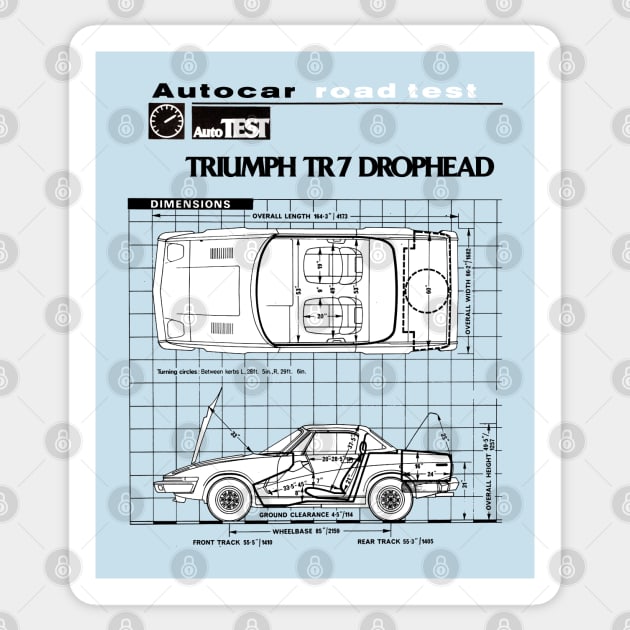 TRIUMPH TR7 - road test data Sticker by Throwback Motors